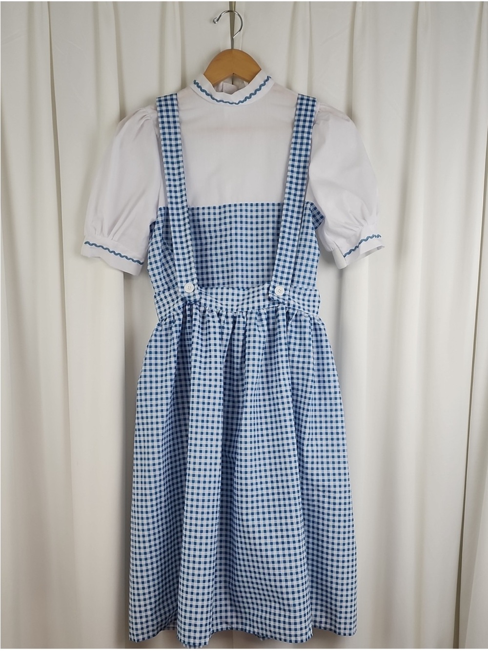 Kansas Girl Dorothy Costume Blue Gingham Blouse and Skirt Blue White Size XS